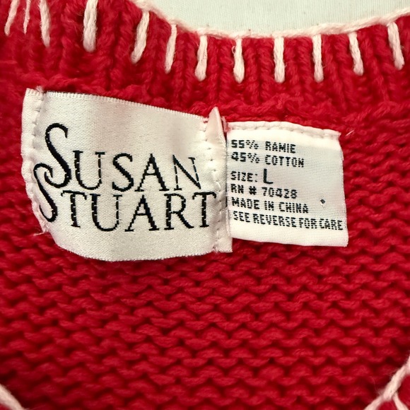 Vtg Susan Stuart Womens Cardigan Sweater L Chunky Holiday Christmas Grandmacore - Picture 7 of 7